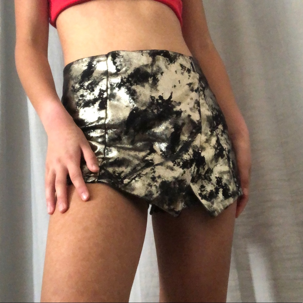 metallic gold mustard seed skort